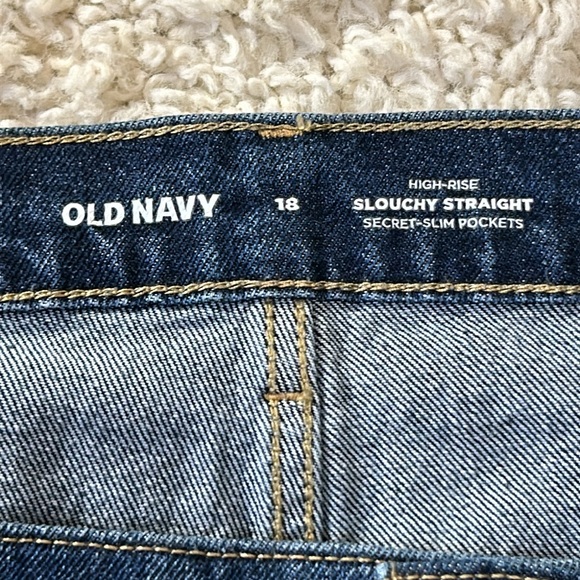 NWT OLD NAVY 18 high rise button fly slouchy straight w secret slim pocket jeans - Picture 3 of 10
